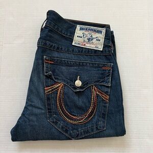 Vintage True Religion Rainbow Rope Stitch Button Fly Made in USA Jeans SZ 34